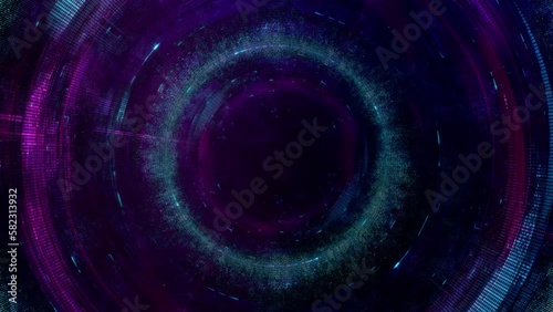 Futuristic Purple and Blue Artificial Intelligence Dashboard Design Loop Background. Concept 3D animation for abstract geometric dark cyber HUD backplates or digital festival event and vj backdrop.