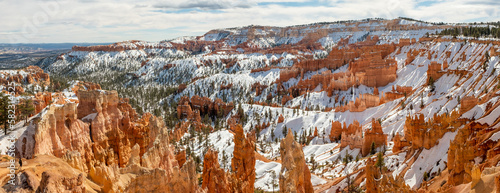 Panoramic photo of Bryce National Park in winter