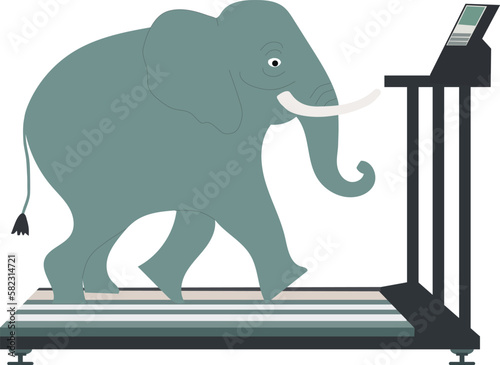 Elephant on a treadmill Vector
