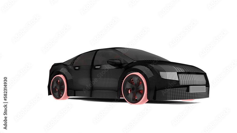 3d car wireframe isolated on white background 3d car wireframe isolated on white background