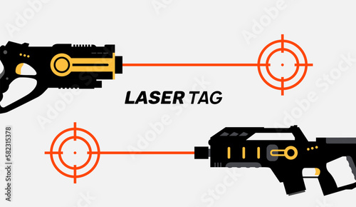Laser tag gun game icon. Vector laser tag futuristic logo weapon