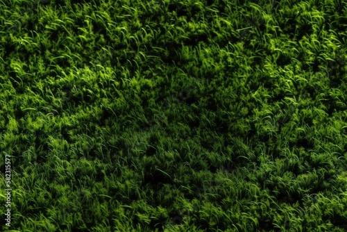 Artificial grass intended for outdoor sports is used as a green wall and background. Generative AI