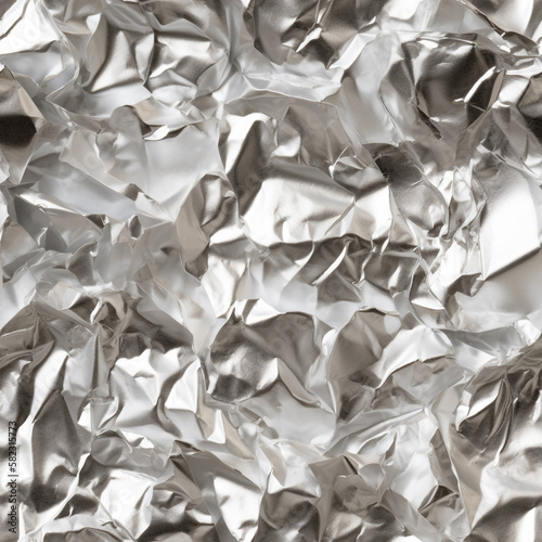 Seamless tillable crumbled foil silver and gold color paper background pattern. Shiny background design for any project for print or digital media.