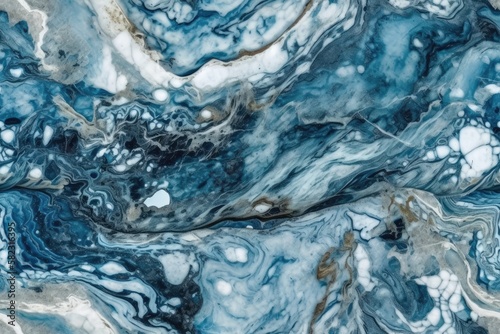 Background marble stone texture in shades of blue and white. Generative AI