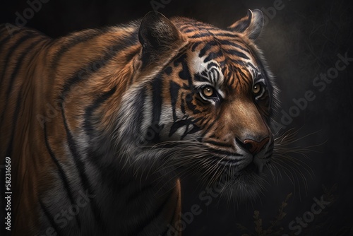 A beautiful tiger in its natural environment Generative AI