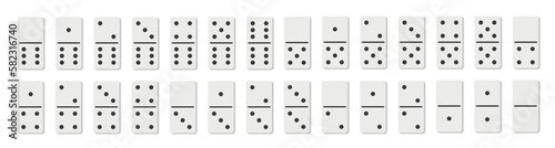 Domino vector set piece game board flat icon. Domino card set vector game