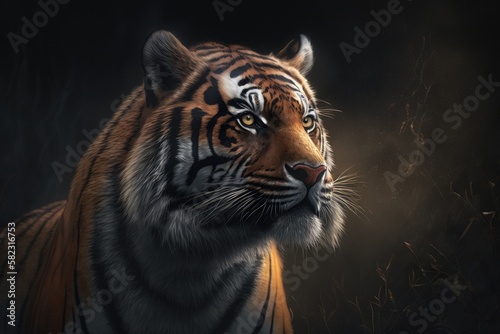 A beautiful tiger in its natural environment Generative AI