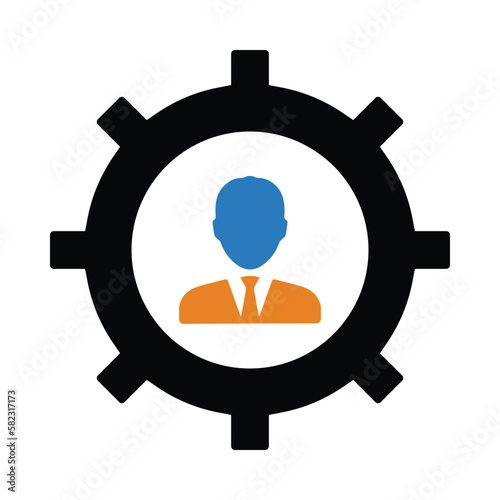 gear, wheel, man, administration icon