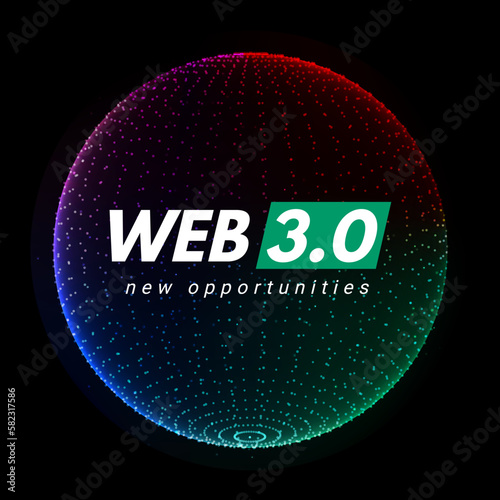 Web 3 world technology digital background. Web3 planet future internet new version blockchain metaverse.