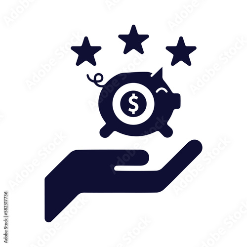 money, piggy , hand, star, piggy bank care icon