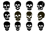 Set of skull silhouettes. A set of skull silhouette vector illustrations.