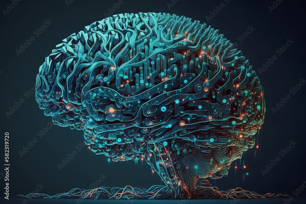 3d Artificial Intelligence Brain On Blue Background Artificial 3d Artificial Intelligence Brain On Blue Background Artificial