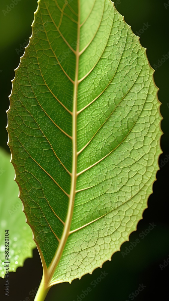 Fototapeta premium Macro photography, a leaf with dewdrops