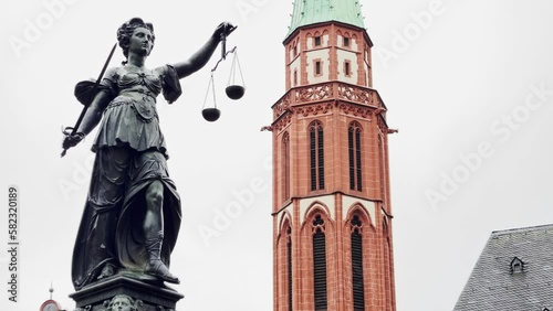 Statue of Lady Justice Liberty in Roemer Frankfurt Germany