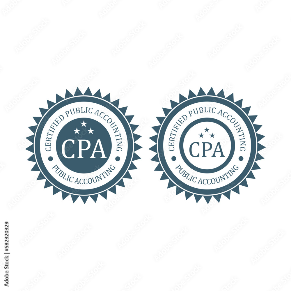 Certified public accountant sign or stamp, CPA bookkeeper seal, accounting badge