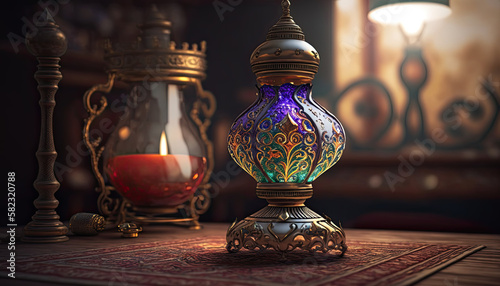 illustration of arabic lamp.