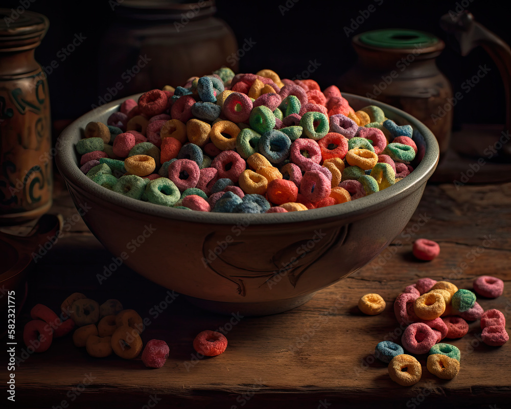 Breakfast Cereal Loops Fruit Flavoured-Generative AI