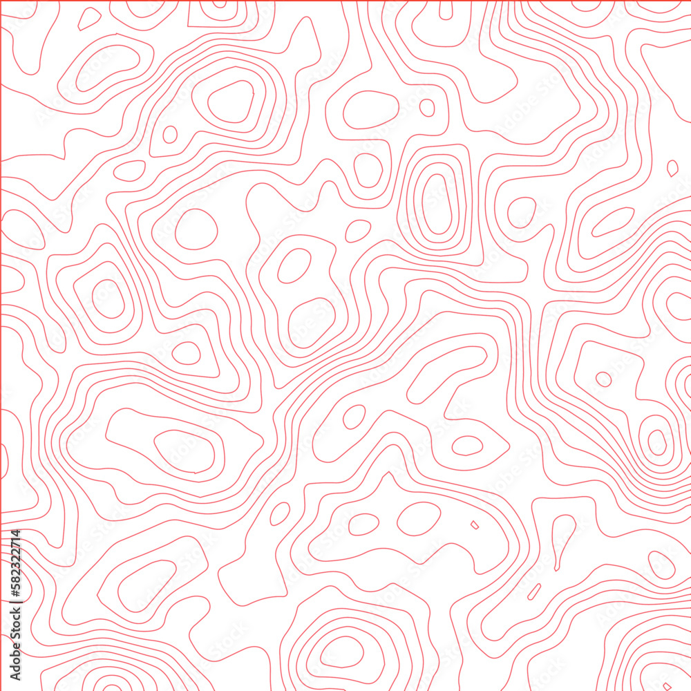 Fototapeta premium Topographic background and texture, monochrome image. 3D waves, White wave paper curved reliefs abstract background, Abstract topographic contours map background, Vector contour topographic map.