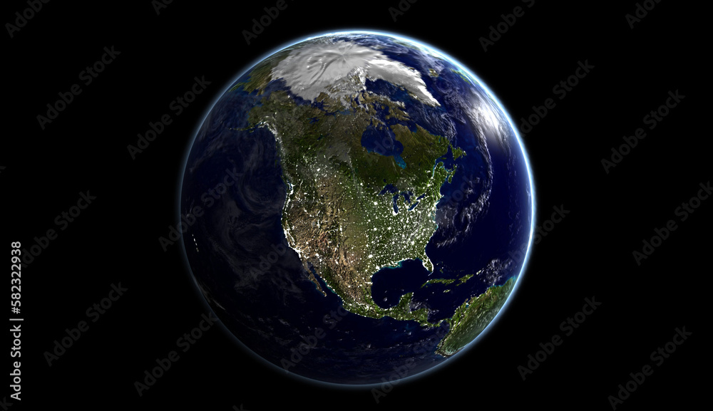 image of planet earth as seen from space with the north american continent in the center