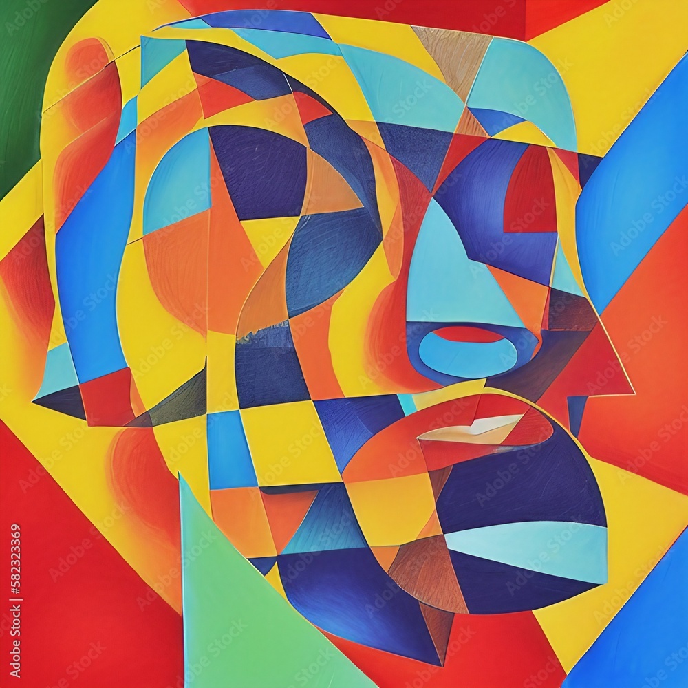 Fototapeta premium Cubism art print with depth and layers highly detailed k quality