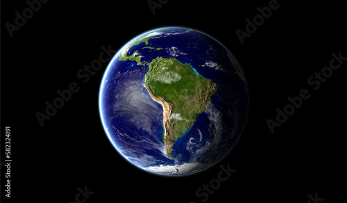 Image of planet earth as seen from space with the south american continent in the center. Concept of immigration from latin america