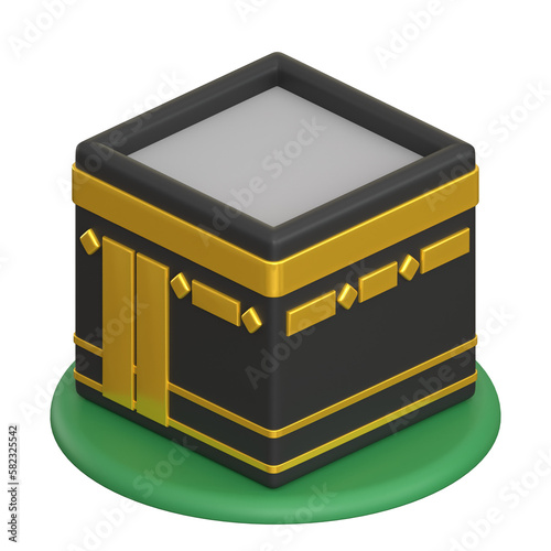 3d illustration kaaba icon. Islamic ornament photo