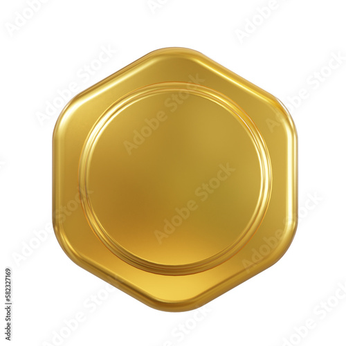 gold badge plate. 3d render