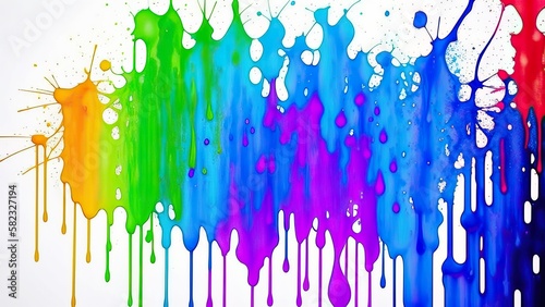 Multicolored paint stains on a white background