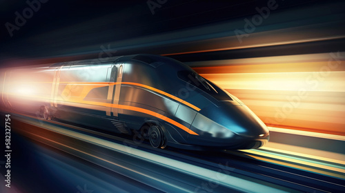 fast moving contemporary train, generative AI © ReisMedia