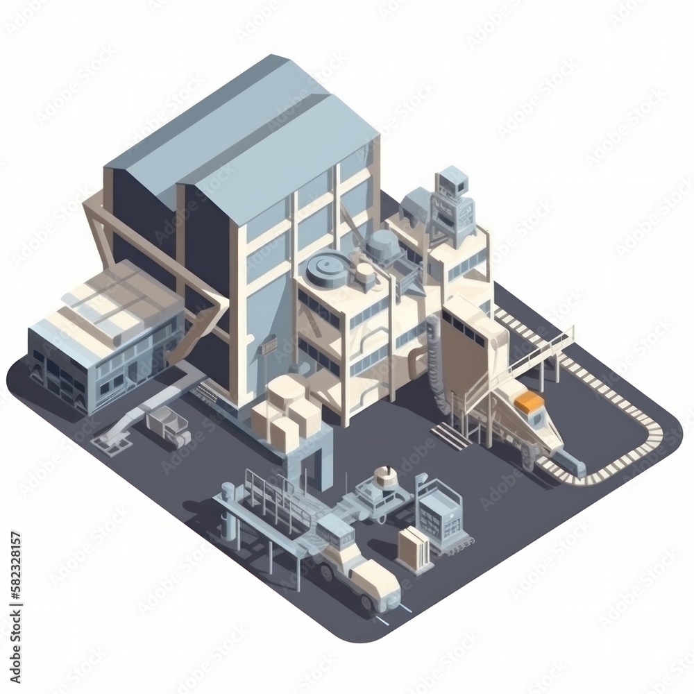 isometric view of a plant recycling with white background isometric view of a plant recycling with white background