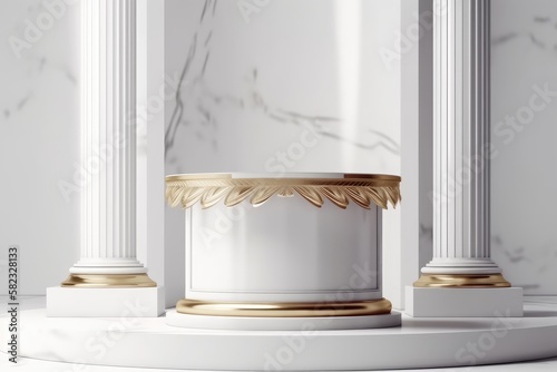 Luxury podium for product presentation, cosmetics pedestal, abstract background. Greek classic style. Generative AI