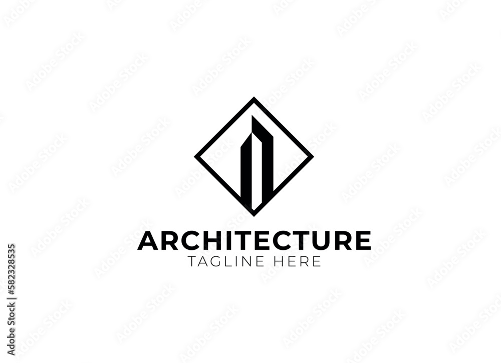 Minimalist Architecture, Building, Construction logo design template. 