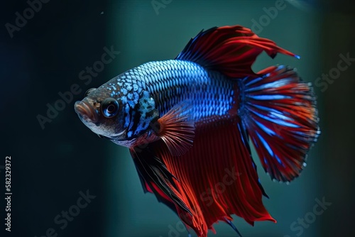 Elegant Betta Fish with Flowing Fins, created with Generative AI technology