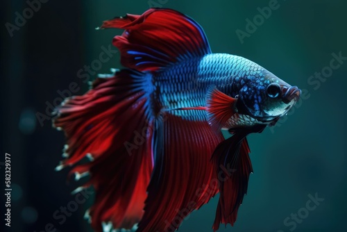 Elegant Betta Fish with Flowing Fins, created with Generative AI technology