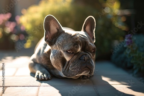 Irresistible French Bulldog with Adorable Wrinkles, created with Generative AI technology