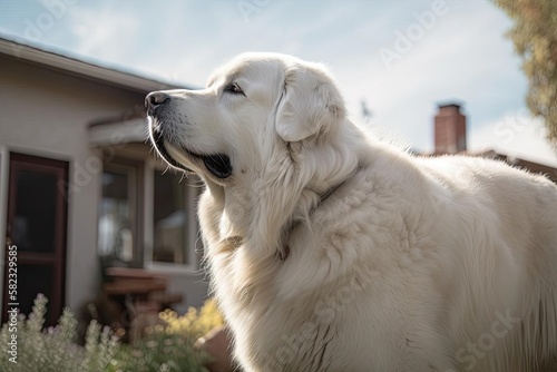 Gentle Great Pyrenees, created with Generative AI technology