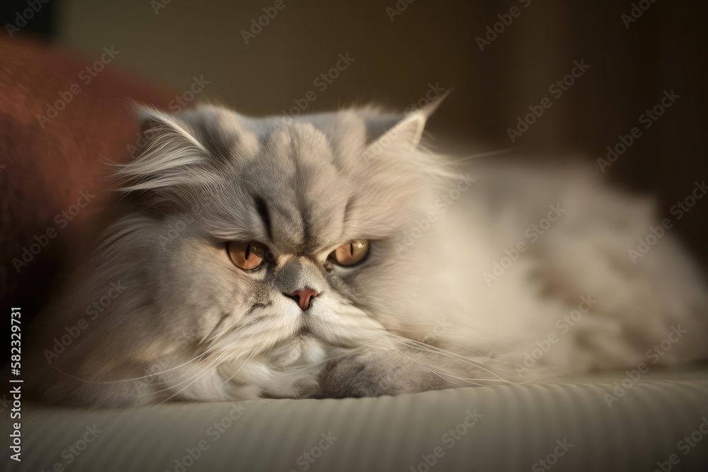 Luxurious Persian Cat, created with Generative AI technology