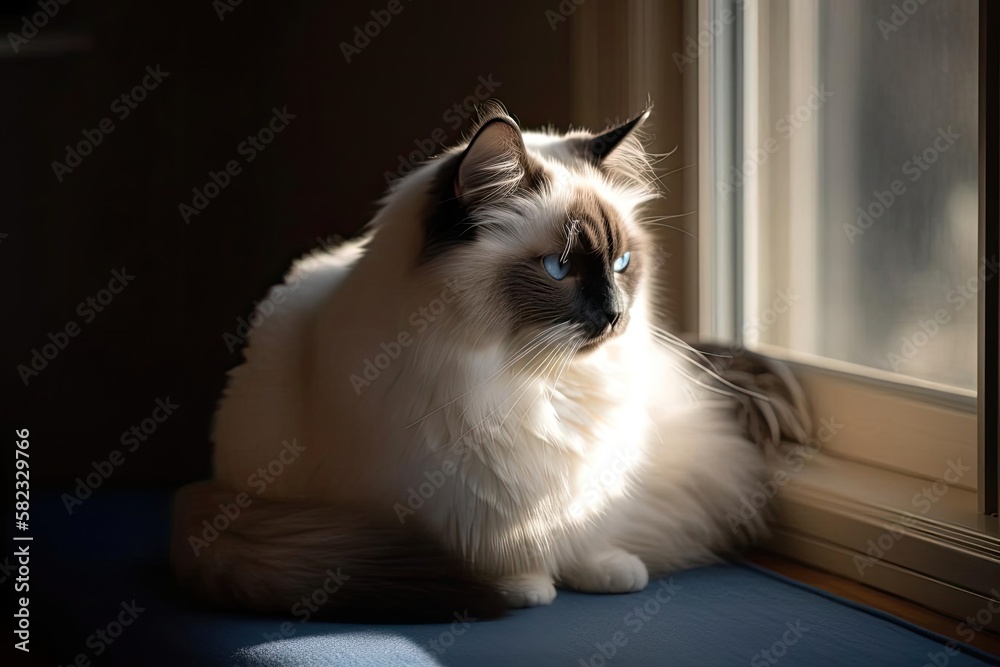 Stunning Ragdoll Cat, created with Generative AI technology