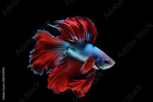 Captivating Siamese Fighting Fish Displaying Vibrant Fins, created with Generative AI technology
