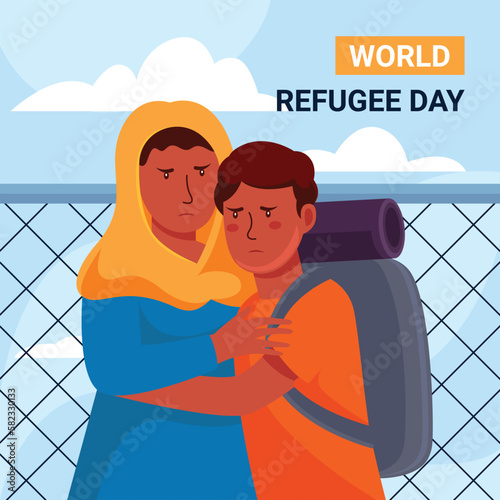 World Refugee Day concept. Vector illustration