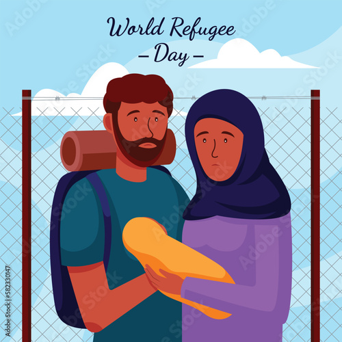 World refugee day illustration