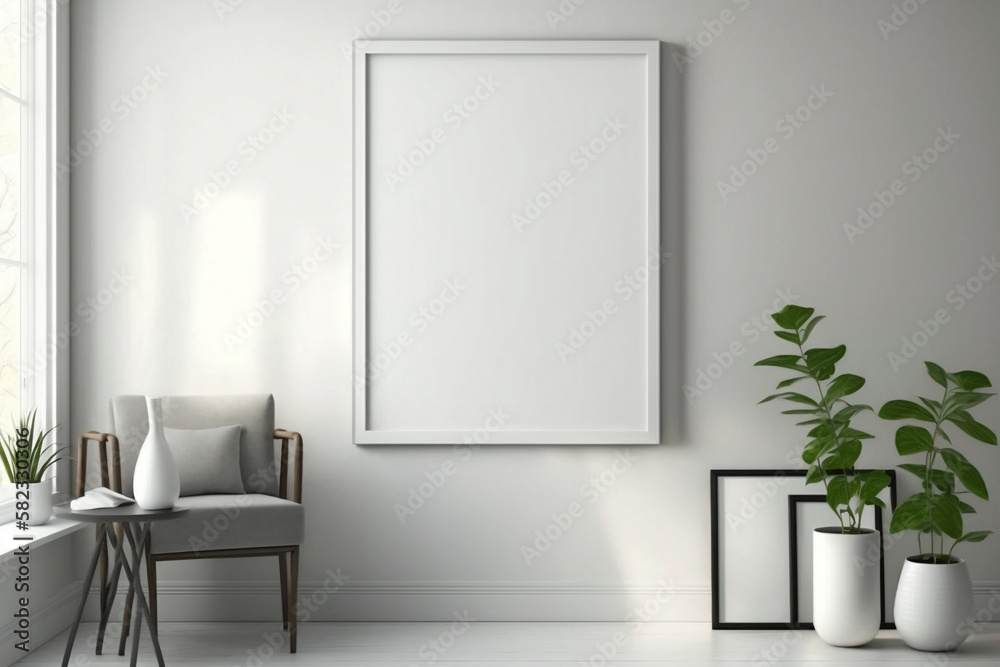 Stylish,modern living room interior with designer furniture and ornaments. Picture frames. Generative AI, Generative, AI Stylish,modern living room interior with designer furniture and ornaments. Picture frames. Generative AI, Generative, AI