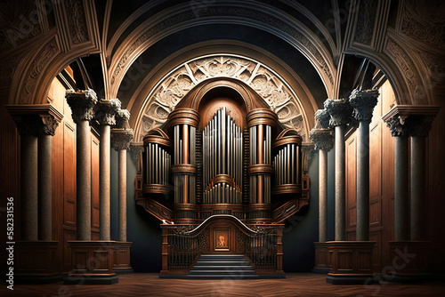 A beautiful pipe organ - generative AI photo