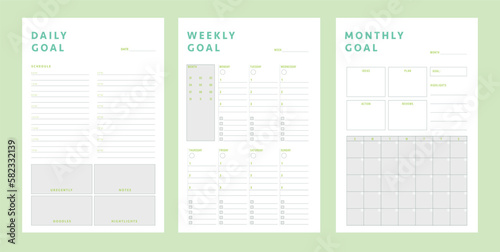 Daily Weekly Monthly Goal Planner. Vector illustration. 