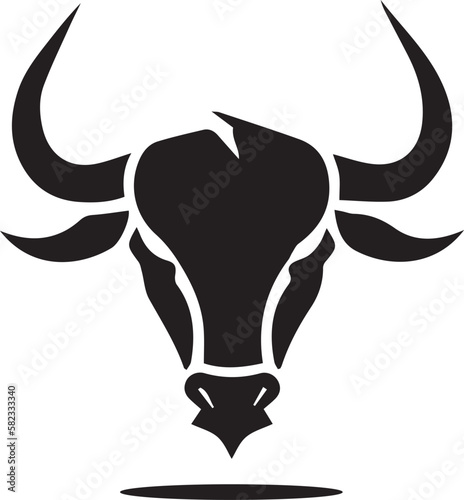 Simple black and white bull head vector logo