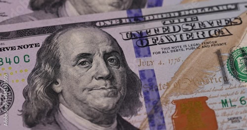 Wallpaper Mural One hundred American dollars close-up, details of a genuine American 100 banknote Torontodigital.ca