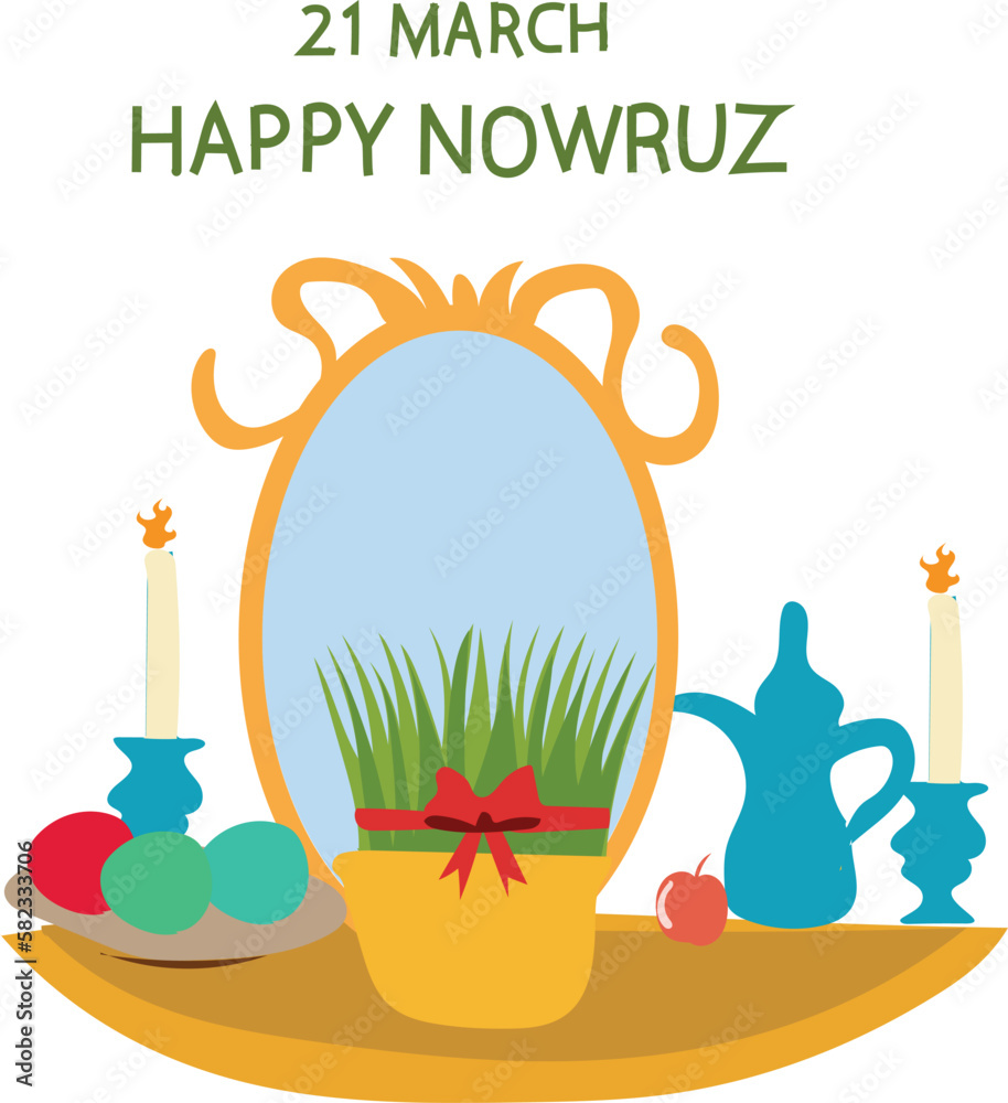 Naklejka premium happy nowruz is celebrated every year on 21 March.