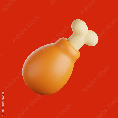 Simple and Cute 3D Rendering of Fried Chicken