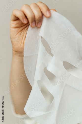 cloth face mask in hands. High quality photo