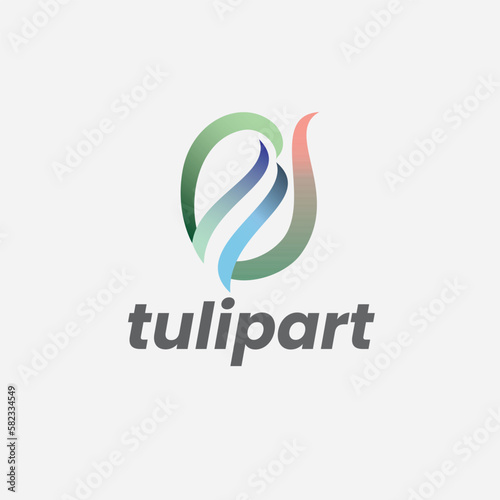 Tulip Arts Pattern and Peacock Fashion Design Logo